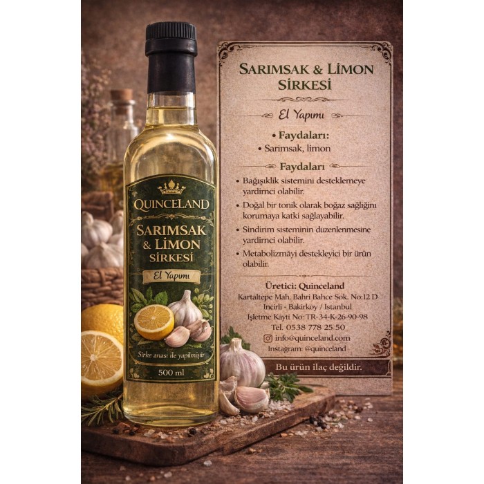 Sarımsak limon sirkesi cam şişe 500 ml