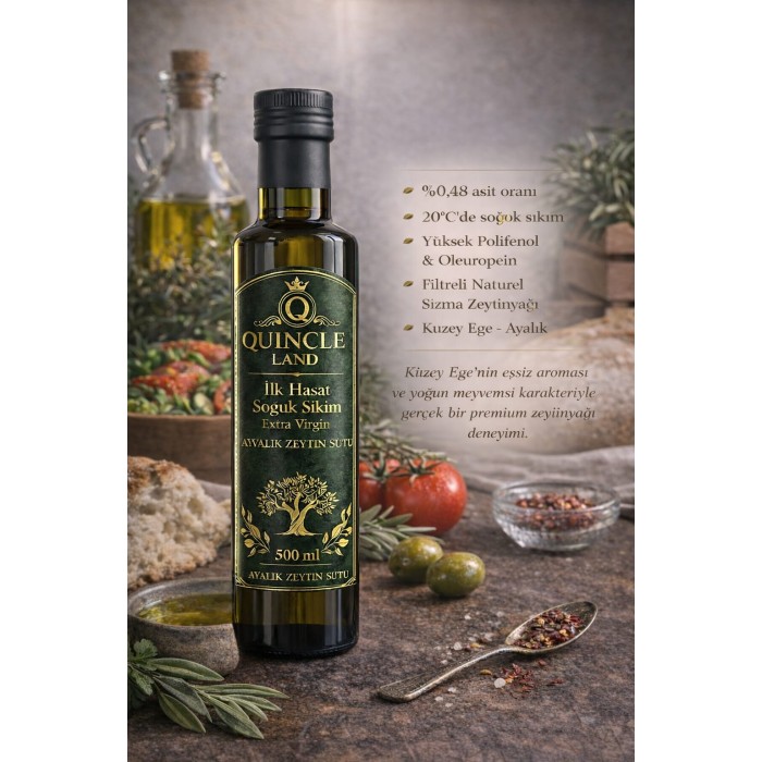 0.500 ml dorika şişe soğuk sıkım ilk hasat zeytin yağı 0.48 dizem